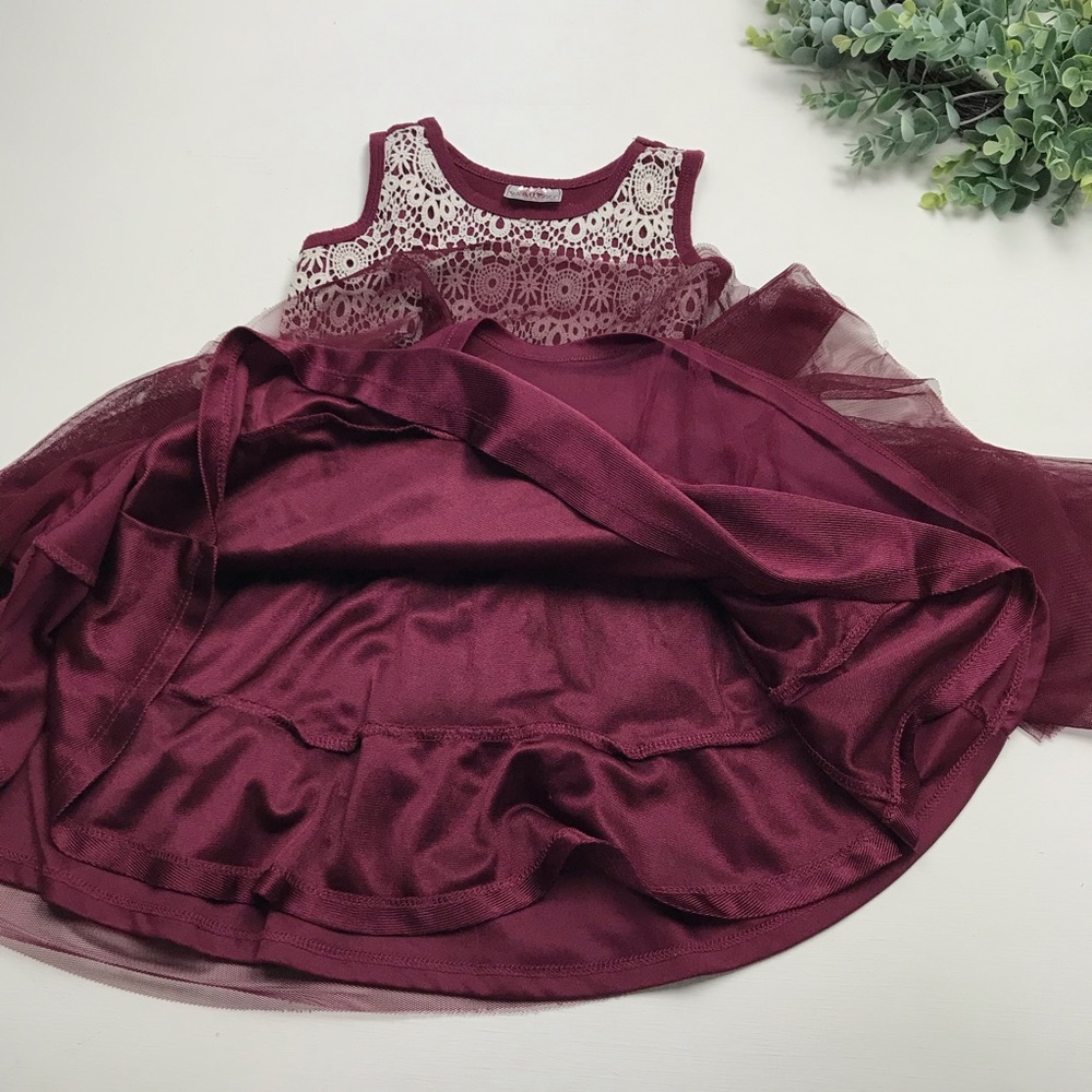 Beautees | Maroon Lace & Tulle Dress - Picture 5 of 5